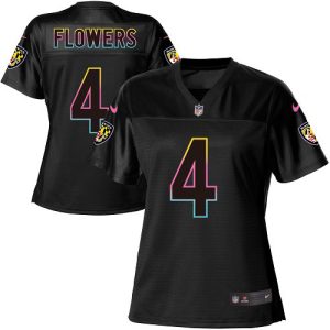 personalized Ravens #4 Zay Flowers Black Women's NFL Fashion Game Jersey