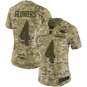 youth Ravens #4 Zay Flowers Camo Women's Stitched NFL Limited 2024 Salute To Service Jersey