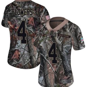 Ravens #4 Zay Flowers Camo Women's Stitched NFL Limited Rush Realtree Jersey