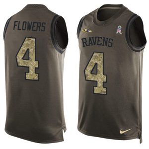 ravens #4 zay flowers green men's stitched nfl limited salute to service tank top authentic jersey