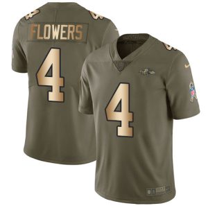 Ravens #4 Zay Flowers Olive/Gold Men's Stitched NFL Limited 2024 Salute To Service Jersey