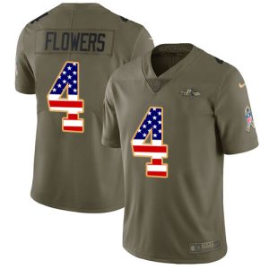 ravens #4 zay flowers olive/usa flag men's stitched nfl limited 2024 salute to service wholesale jersey