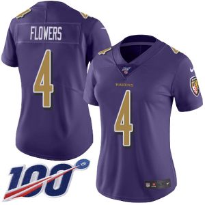 ravens #4 zay flowers purple women's stitched nfl limited rush 100th season wholesale jersey