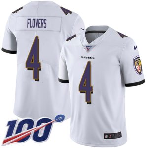 Ravens #4 Zay Flowers White Men's Stitched NFL 100th Season Vapor Untouchable Limited Jersey