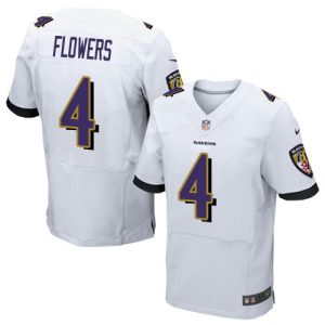 Ravens #4 Zay Flowers White Men's Stitched NFL New Elite Jersey