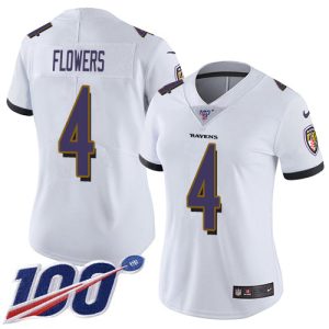 ravens #4 zay flowers white women's stitched nfl 100th season vapor untouchable limited youth jersey