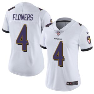 cheap Ravens #4 Zay Flowers White Women's Stitched NFL Vapor Untouchable Limited Jersey