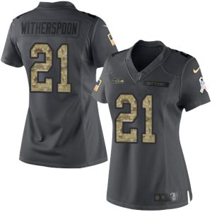 Seahawks #21 Devon Witherspoon Black Women's Stitched NFL Limited 2024 Salute to Service Jersey