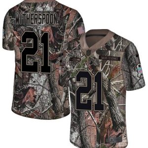 seahawks #21 devon witherspoon camo men's stitched nfl limited rush realtree youth jersey