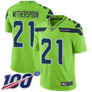 custom Seahawks #21 Devon Witherspoon Green Men's Stitched NFL Limited Rush 100th Season Jersey