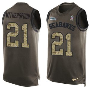 seahawks #21 devon witherspoon green men's stitched nfl limited salute to service tank top wholesale jersey