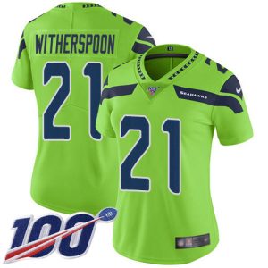 Seahawks #21 Devon Witherspoon Green Women's Stitched NFL Limited Rush 100th Season Jersey