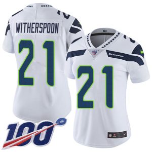 elite Seahawks #21 Devon Witherspoon White Women's Stitched NFL 100th Season Vapor Limited Jersey