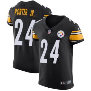 steelers #24 joey porter jr. black team color men's stitched nfl vapor untouchable elite personalized jersey