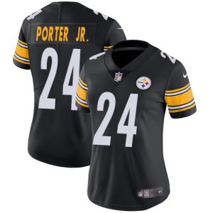 customized Steelers #24 Joey Porter Jr. Black Team Color Women's Stitched NFL Vapor Untouchable Limited Jersey