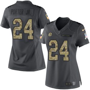 Steelers #24 Joey Porter Jr. Black Women's Stitched NFL Limited 2024 Salute to Service Jersey