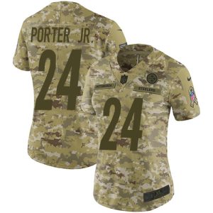 Steelers #24 Joey Porter Jr. Camo Women's Stitched NFL Limited 2024 Salute To Service Jersey