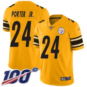 customized Steelers #24 Joey Porter Jr. Gold Men's Stitched NFL Limited Inverted Legend 100th Season Jersey