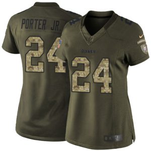 wholesale Steelers #24 Joey Porter Jr. Green Women's Stitched NFL Limited 2024 Salute to Service Jersey