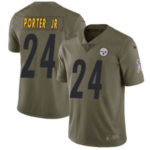 Steelers #24 Joey Porter Jr. Olive Men's Stitched NFL Limited 2024 Salute to Service Jersey