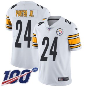 steelers #24 joey porter jr. white men's stitched nfl 100th season vapor limited replica jersey