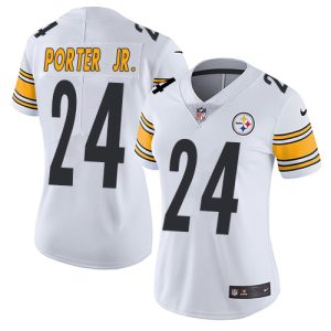 Steelers #24 Joey Porter Jr. White Women's Stitched NFL Vapor Untouchable Limited Jersey