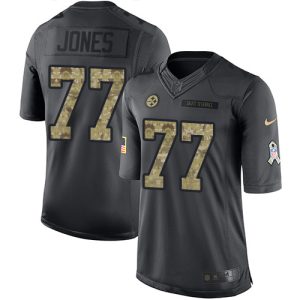 wholesale Steelers #77 Broderick Jones Black Men's Stitched NFL Limited 2024 Salute to Service Jersey