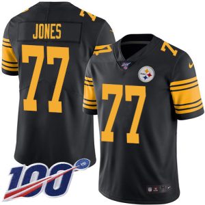 cheap Steelers #77 Broderick Jones Black Men's Stitched NFL Limited Rush 100th Season Jersey