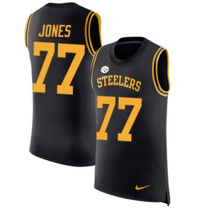 limited Steelers #77 Broderick Jones Black Team Color Men's Stitched NFL Limited Rush Tank Top Jersey