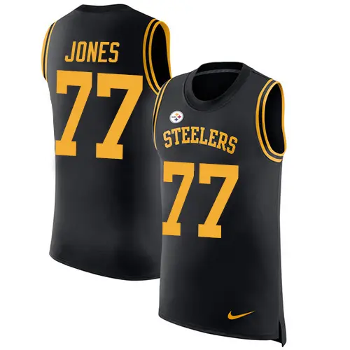 limited Steelers #77 Broderick Jones Black Team Color Men's Stitched NFL Limited Rush Tank Top Jersey