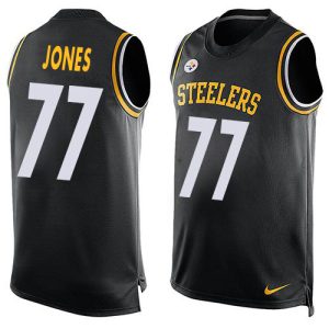 steelers #77 broderick jones black team color men's stitched nfl limited tank top cheap jersey