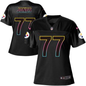 steelers #77 broderick jones black women's nfl fashion game cheap jersey