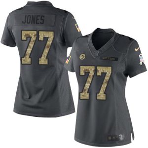 cheap Steelers #77 Broderick Jones Black Women's Stitched NFL Limited 2024 Salute to Service Jersey