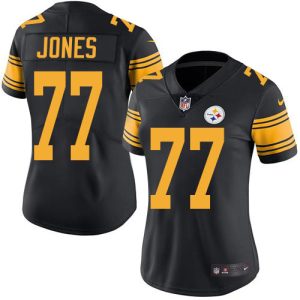 Steelers #77 Broderick Jones Black Women's Stitched NFL Limited Rush Jersey