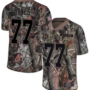 steelers #77 broderick jones camo men's stitched nfl limited rush realtree custom jersey