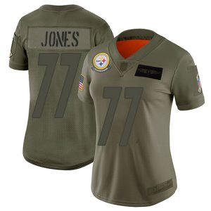 Steelers #77 Broderick Jones Camo Women's Stitched NFL Limited 2024 Salute To Service Jersey