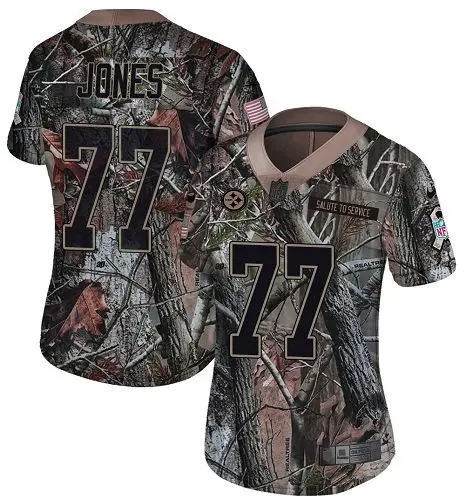 Steelers #77 Broderick Jones Camo Women's Stitched NFL Limited Rush Realtree Jersey