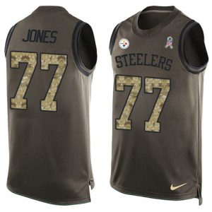 wholesale Steelers #77 Broderick Jones Green Men's Stitched NFL Limited Salute To Service Tank Top Jersey