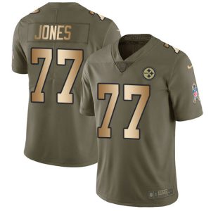 Steelers #77 Broderick Jones Olive/Gold Men's Stitched NFL Limited 2024 Salute To Service Jersey