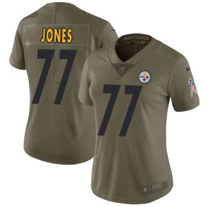 replica Steelers #77 Broderick Jones Olive Women's Stitched NFL Limited 2024 Salute To Service Jersey