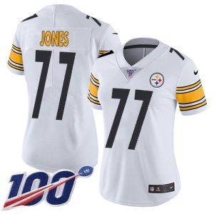 limited Steelers #77 Broderick Jones White Women's Stitched NFL 100th Season Vapor Untouchable Limited Jersey