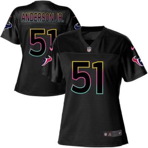 texans #51 will anderson jr. black women's nfl fashion game limited jersey