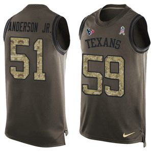 Texans #51 Will Anderson Jr. Green Men's Stitched NFL Limited Salute To Service Tank Top Jersey