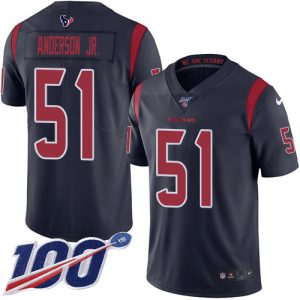 texans #51 will anderson jr. navy blue men's stitched nfl limited rush 100th season youth jersey