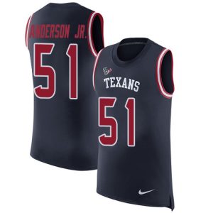 texans #51 will anderson jr. navy blue team color men's stitched nfl limited rush tank top wholesale jersey