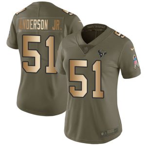 cheap Texans #51 Will Anderson Jr. Olive/Gold Women's Stitched NFL Limited 2024 Salute To Service Jersey