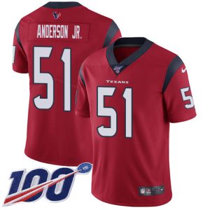 texans #51 will anderson jr. red alternate men's stitched nfl 100th season vapor untouchable limited wholesale jersey