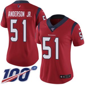 texans #51 will anderson jr. red alternate women's stitched nfl 100th season vapor untouchable limited elite jersey