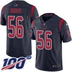 texans #56 thomas booker navy blue men's stitched nfl limited rush 100th season custom jersey