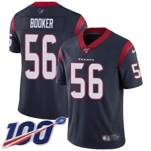 personalized Texans #56 Thomas Booker Navy Blue Team Color Men's Stitched NFL 100th Season Vapor Untouchable Limited Jersey